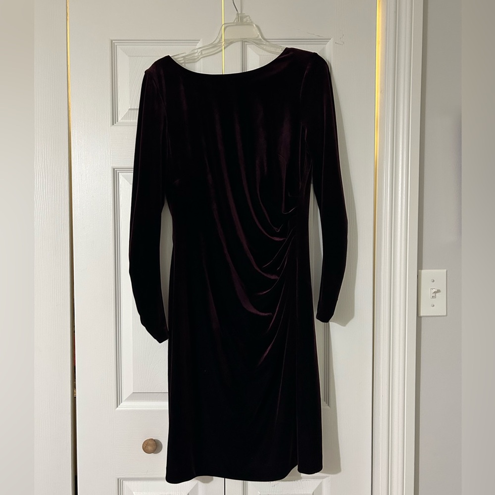 Vince Camuto Deep Purple Long Sleeve Velvet Dress